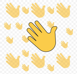 Obraz premium Waving hand icon. Hand waving icon line symbol. Waving hand vector flat icon. Isolated hello, hi, bye hand gesture emoji illustration. eps 10.