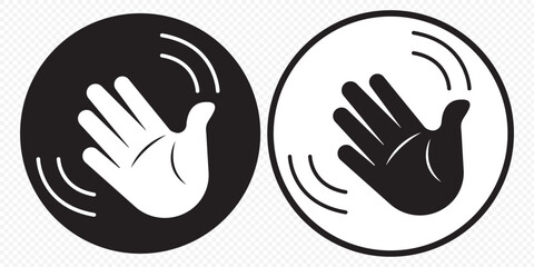 Waving hand icon. Hand waving icon line symbol. Waving hand vector flat icon. Isolated hello, hi, bye hand gesture emoji illustration. eps 10.