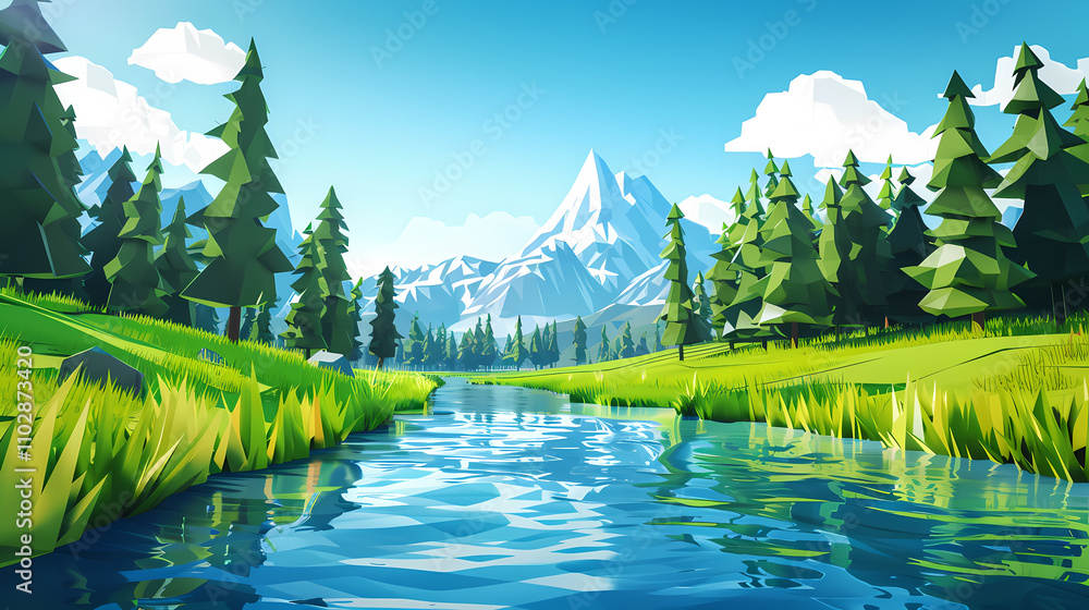 Wall mural lake in the forest