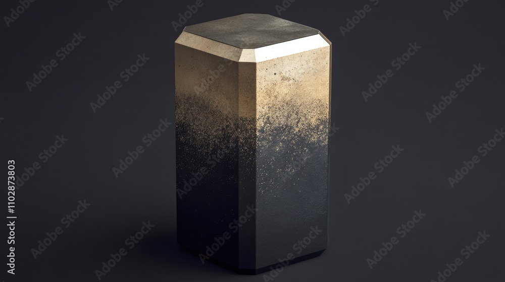 Poster stylish geometric metallic object with gradient texture and shine