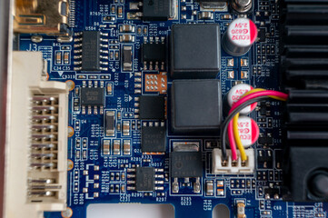 electronic circuit board with smd components close-up