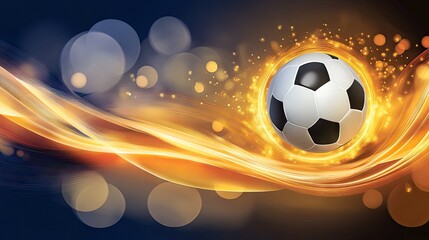 Fototapeta premium Dynamic Soccer Ball in Motion with Glowing Background Effects