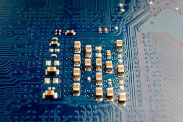 Electronic circuit board with smd components close-up