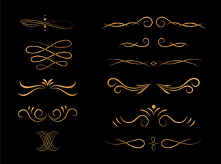 Calligraphic ornamental element set