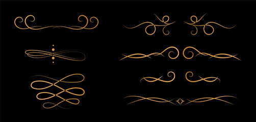 Calligraphic ornamental element set