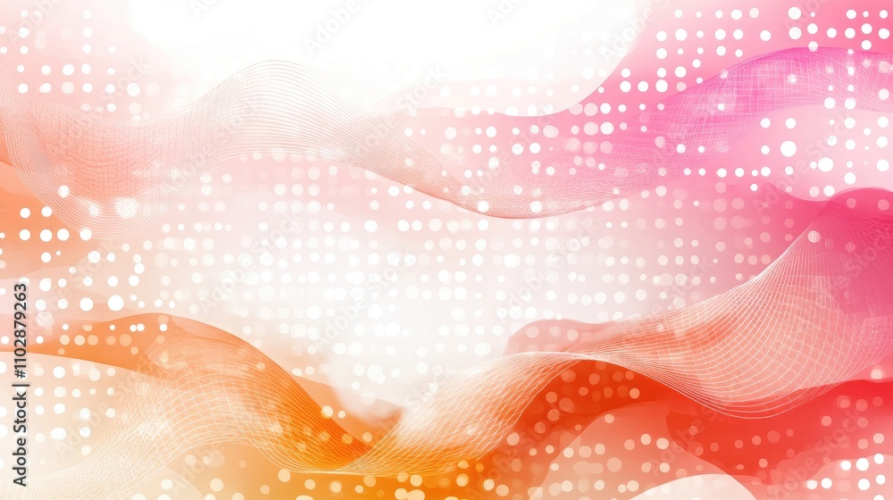 Poster abstract flowing waves with dots and colorful gradients