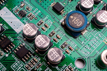 electronic circuit board with smd components and solid capacitors