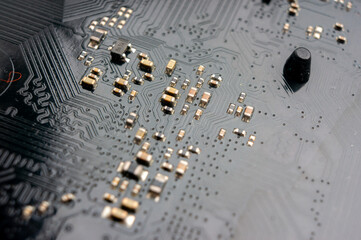 electronic circuit board with smd components resistors and capacitors