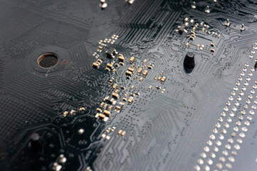 electronic circuit board with smd components resistors and capacitors