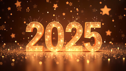 2025 New Year Celebration with Golden Lights. Concept of future, hope, and celebration.