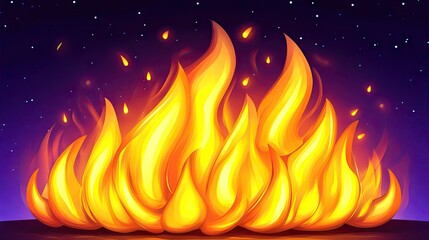 Fototapeta premium Bright and Luminous Flames on Dark Night Background Design