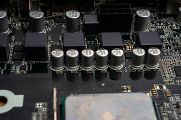 electronic board with radio components and memory slots