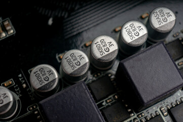 electronic board and radio components close-up
