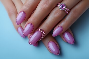 Woman's hands with a beautiful manicure on a white background, highlighting elegance and care.