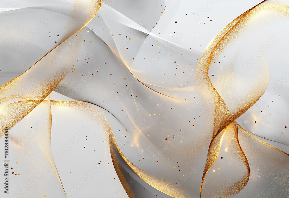 Poster abstract white wavy background with streaks of gold color. textured backdrop. elegant white modern a