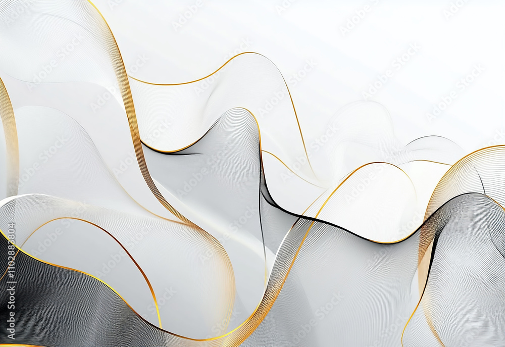 Poster abstract white wavy background with streaks of gold color. textured backdrop. elegant white modern a