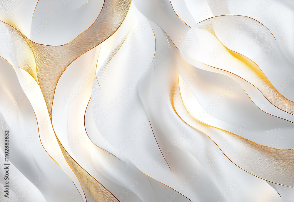 Poster abstract white wavy background with streaks of gold color. textured backdrop. elegant white modern a