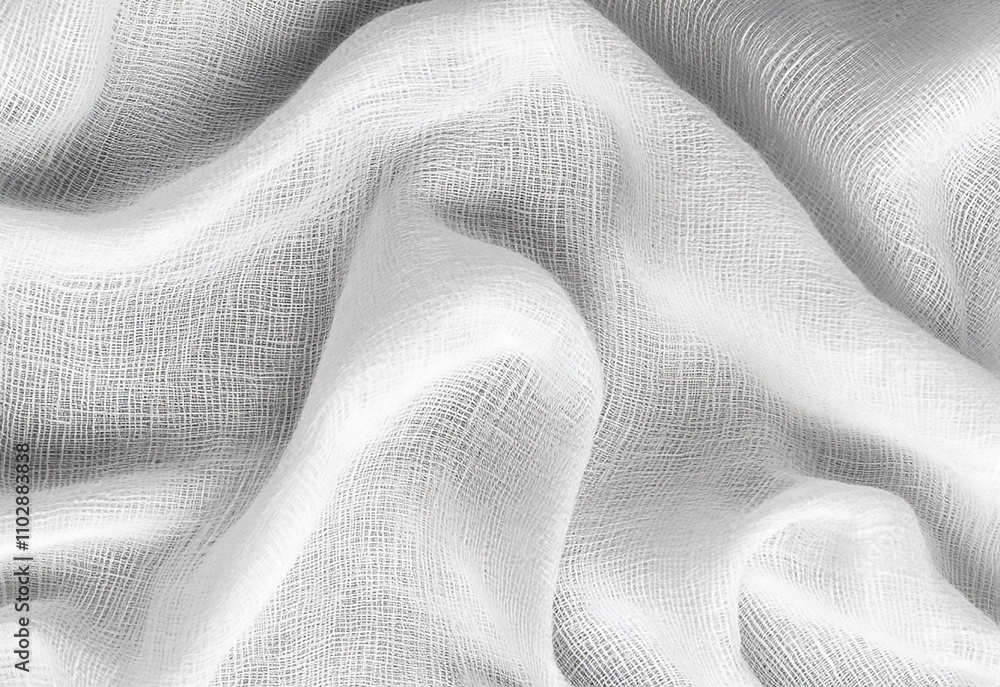 Poster wavy white fabric with dotted texture close-up calming abstract design with fluid wavy lines and sof