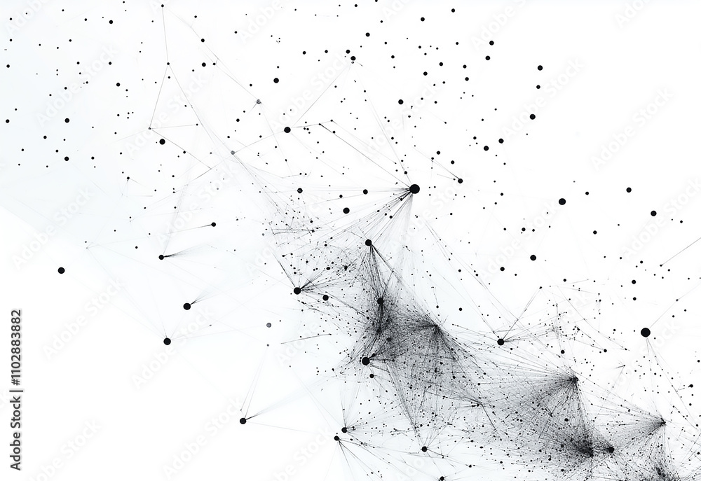 Poster abstract representation of interconnected data points and networks rain drops on the window