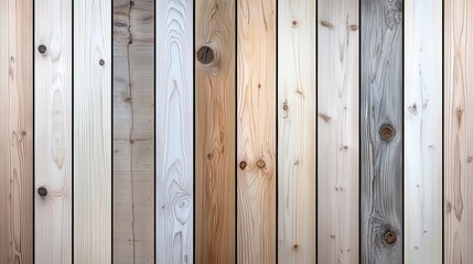 Fototapeta premium Assorted wooden planks showcasing various textures and colors.