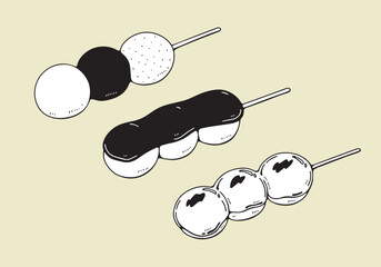 ３種類のお団子のイラスト