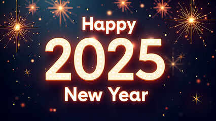 Happy New Year 2025 with Fireworks. Celebration concept.
