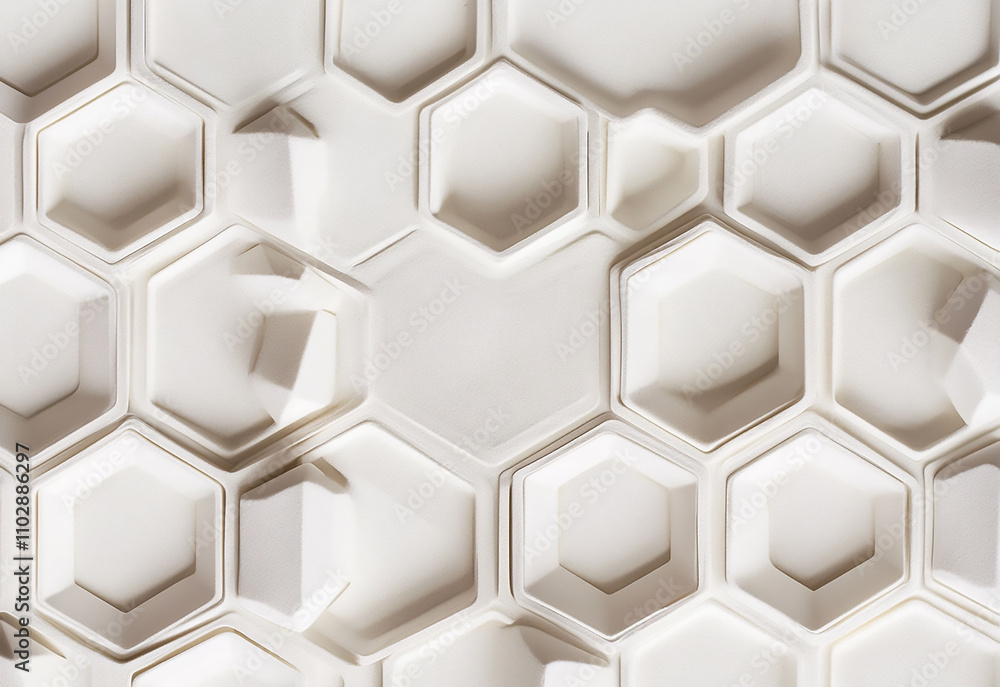 Poster abstract white geometric hexagon white marble hexagonal pattern. honeycomb pattern, adding modern el