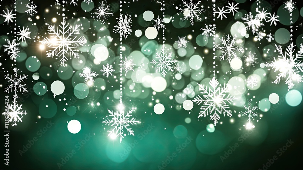 Poster enchanting snowflakes with soft bokeh background for winter vibes