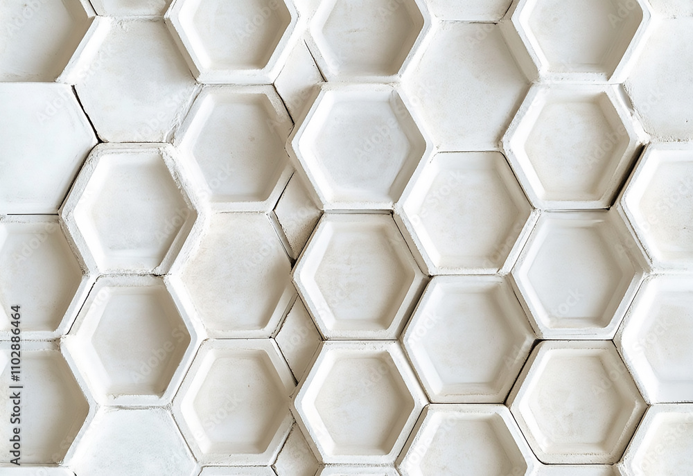 Poster abstract white geometric hexagon white marble hexagonal pattern. honeycomb pattern, adding modern el