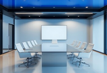 Modern Conference Room Interior Design Empty Boardroom with Blank Screen