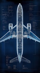 Airplane Blueprint Detailed Internal Structure View