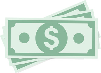 Isolated flat illustration stack of money, paper currency, usd, dollar