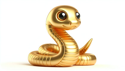 Fototapeta premium golden cute 3d snake isolated on white background