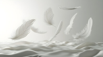 Obraz premium Delicate Dance of Feathers in Air: A Moment of Tranquil Serenity and Ethereal Beauty