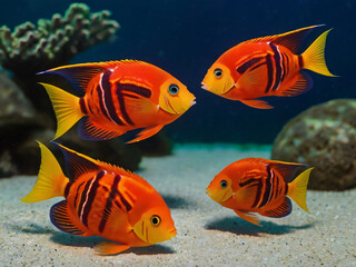 Fototapeta premium set of flame angelfish family