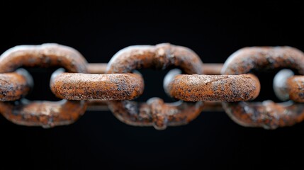 Fototapeta premium Rusty Metal Chain Links Close up Texture Industrial Strength Detail