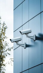 Modern Building Exterior with Security Cameras
