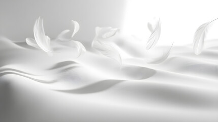 Fototapeta premium Delicate Dance of Feathers in Air: A Moment of Tranquil Serenity and Ethereal Beauty