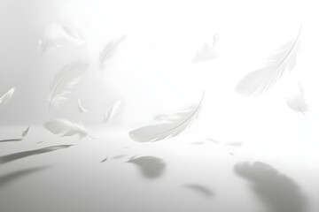 Fototapeta premium Delicate Dance of Feathers in Air: A Moment of Tranquil Serenity and Ethereal Beauty