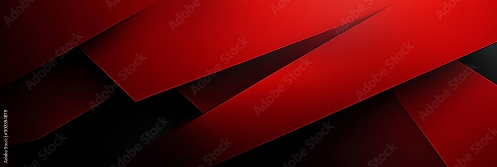 Aufkleber Red Black Abstract Geometric Background with Smooth Overlapping Shapes and Color Gradient Design
