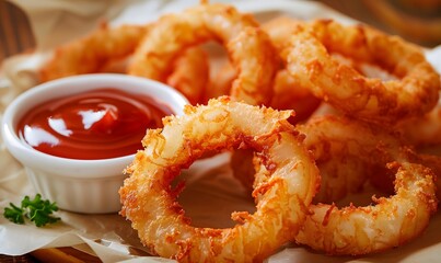 Crispy Onion Rings with Ketchup