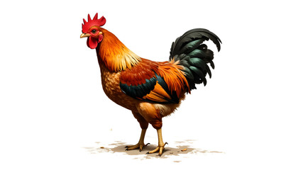 Fototapeta premium Homemade beautiful mottled cockerel with red comb