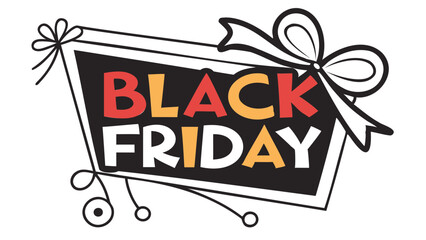 Black Friday sicker red and black typography sale tag banner isolated on transparent background