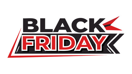 Black Friday sicker red and black typography sale tag banner isolated on transparent background