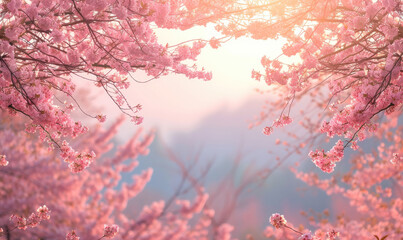 Sakura blossoms in Maruyama Park, Kyoto, Japan. Generative AI