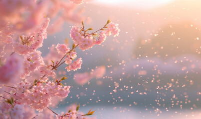 Sakura blossoms in Maruyama Park, Kyoto, Japan. Generative AI