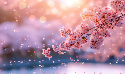Sakura blossoms in Maruyama Park, Kyoto, Japan. Generative AI
