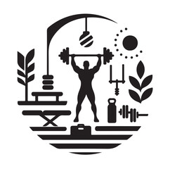 Gym logo Silhouette vector illustration