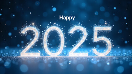 Happy New Year 2025 with Sparkling Glitter. Concept of celebration, hope, and new beginnings.