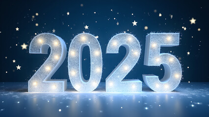 2025 New Year Celebration with Glowing Lights. Concept of future, hope, and celebration.